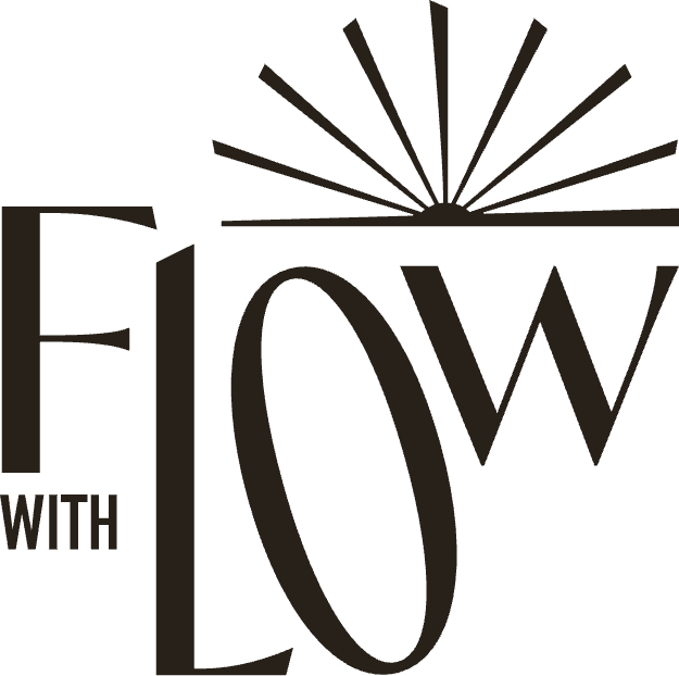 Flow with Lo primary logo with sunburst icon lockup
